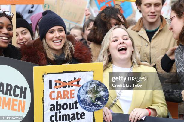 Camilla Thurlow and Nicola Coughlan during the #March4Women 2020 rally at Southbank Centre on March 08, 2020 in London, England. The event is to mark...