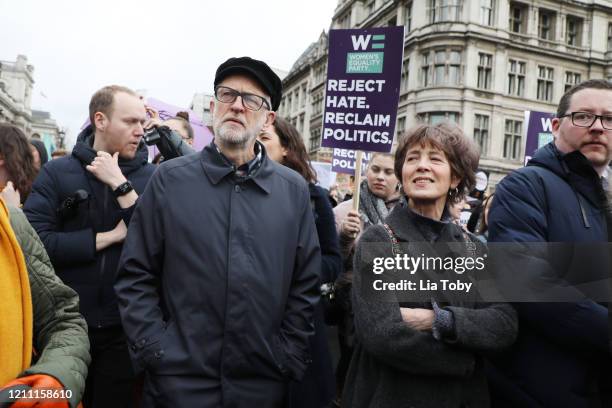 Jeremy Corbyn during the #March4Women 2020 rally at Southbank Centre on March 08, 2020 in London, England. The event is to mark International Women's...