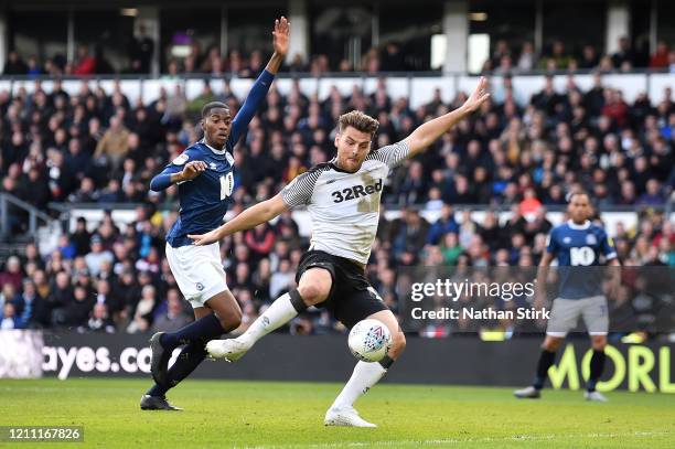 Chris Martin of Derby County scores the 2nd Derby goal during the Sky Bet Championship match between Derby County and Blackburn Rovers at Pride Park...