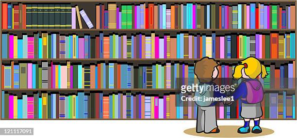 school library - reference book stock illustrations
