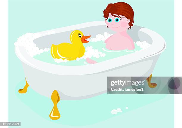 bathtime - bubble bath stock illustrations