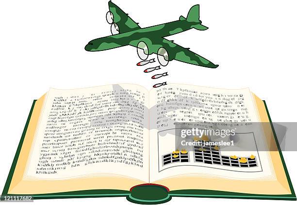 history book - air attack stock illustrations