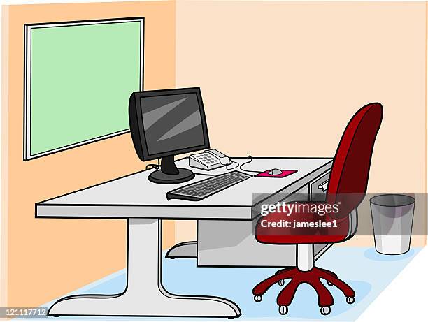 empty workstation - empty cubicles stock illustrations