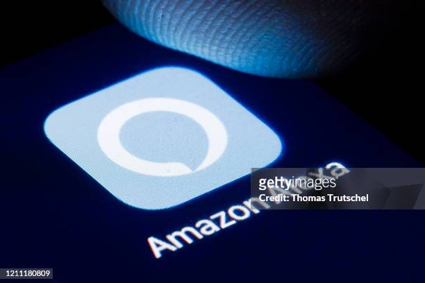 The logo of the voice assistant Amazon Alexa is shown on the display of a smartphone on April 22, 2020 in Berlin, Germany.