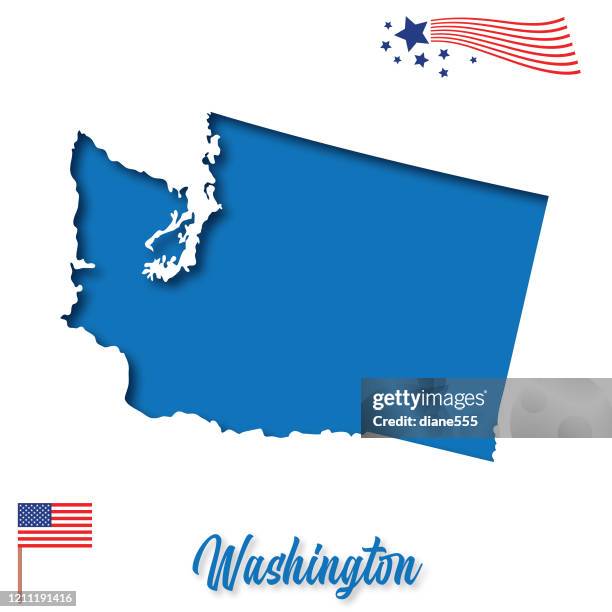 Washington State Map Simple Photos and Premium High Res Pictures ...