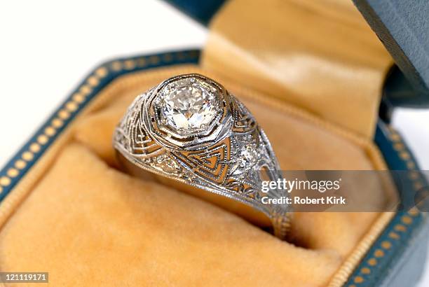 antique diamond ring - vintage jewellery stock pictures, royalty-free photos & images