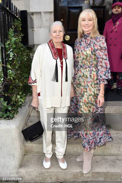 Vanessa Redgrave and Joely Richardson seen arriving at Annabel's club in Mayfair on March 08, 2020 in London, England.