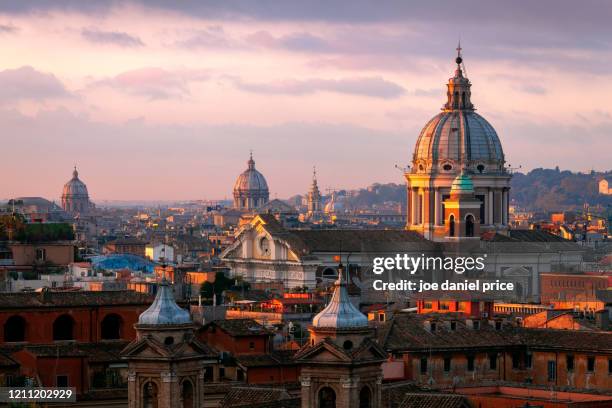 dusk, basilica of ss. ambrose and charles on the corso, rome, italy - roma fotografías e imágenes de stock