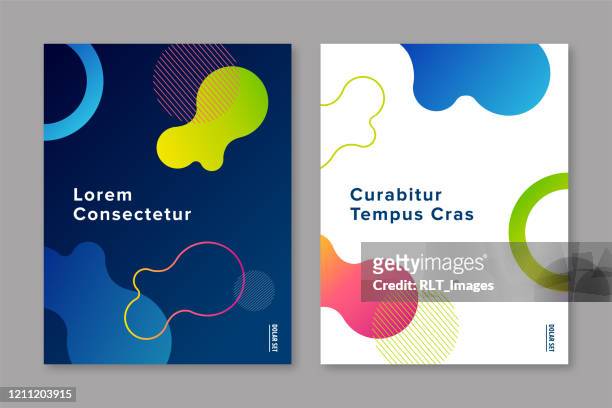 cover-designvorlage mit abstrakten fluidgradientengrafiken - organic logo stock-grafiken, -clipart, -cartoons und -symbole