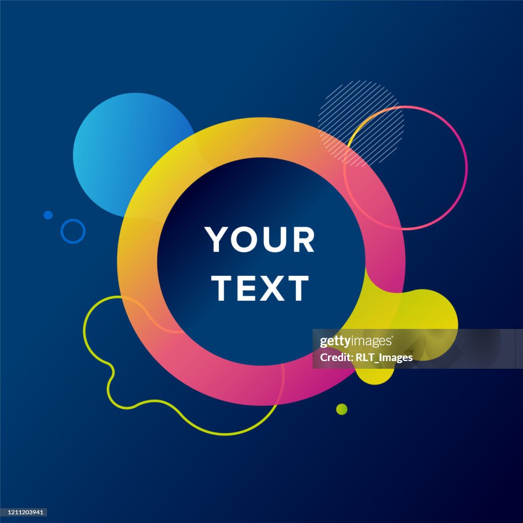 Abstract radial design with fluid gradient graphics and text on dark background