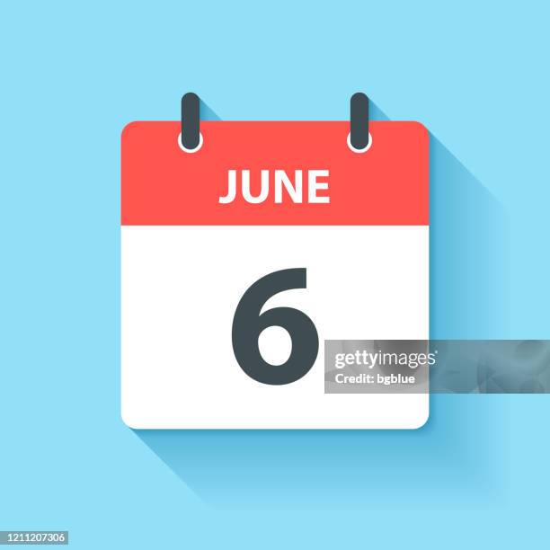 june 6 - daily calendar icon in flat design style - calendar june stock illustrations