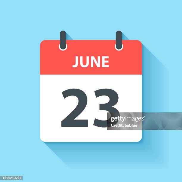 june 23 - daily calendar icon in flat design style - june stock illustrations
