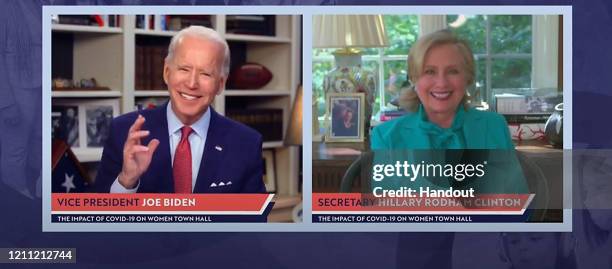 In this screengrab taken from the PBS News Hour website, former first lady, Senator and Secretary of State Hillary Clinton joins former Vice...