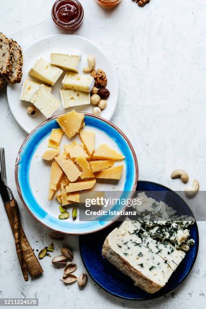 assortment of cheese - roquefort cheese stock pictures, royalty-free photos & images