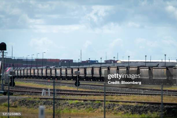 Freight train transporting coal travels through the Port of Brisbane in Brisbane, Australia, on Wednesday, April 29, 2020. Australias calls for an...