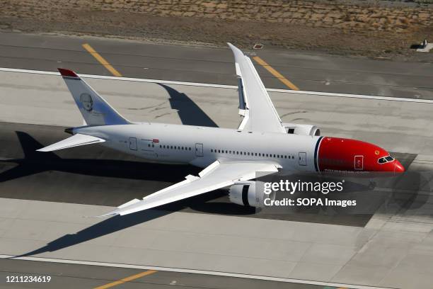 Norwegian Boeing 787-8 dreamliner just landed at Los Angeles International airport.