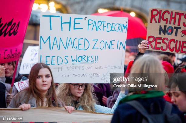 Sex workers joined by members of the public march through central London blocking traffic in busy areas during a City Wide sex workers 24 hour strike...