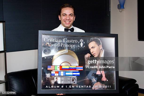 Cristian Castro receives award at Fillmore Miami Beach on August 13, 2011 in Miami Beach, Florida.
