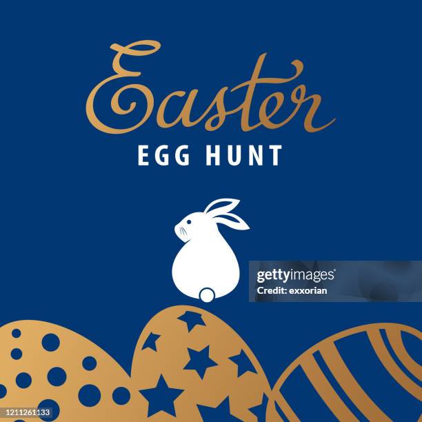 easter egg hunt with bunny - easter bunny stock illustrations