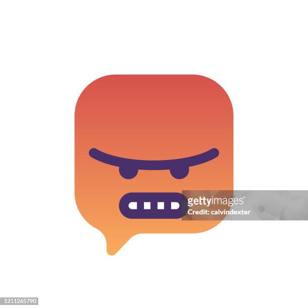 emoticon on speech tought bubble icon design - hate speech stock illustrations