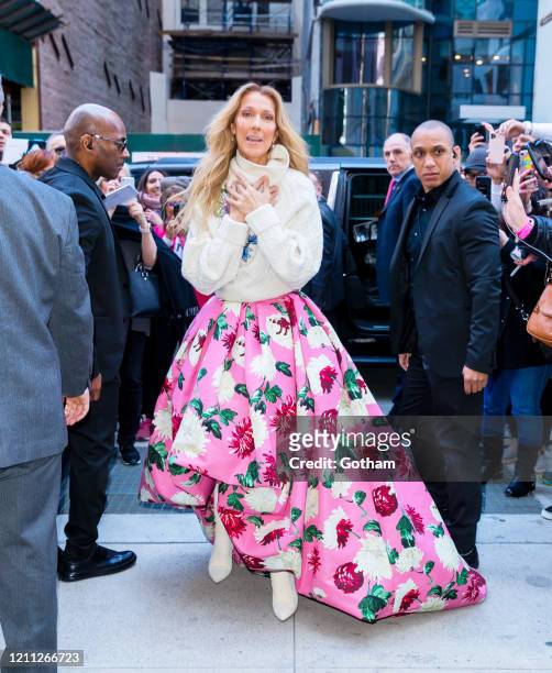 Celine Dion is seen on March 08, 2020 in New York City.