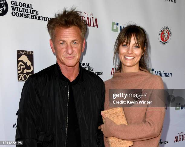 Sean Penn and Leila George arrive at the "Meet Me In Australia" event benefiting Australia Wildfire Relief Efforts at Los Angeles Zoo on March 08,...