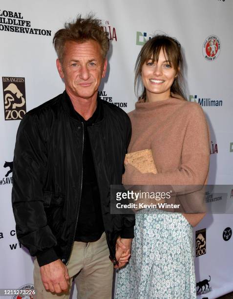 Sean Penn and Leila George arrive at the "Meet Me In Australia" event benefiting Australia Wildfire Relief Efforts at Los Angeles Zoo on March 08,...