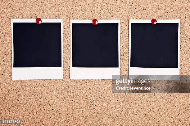 photos on cork board - bulletin board border stock pictures, royalty-free photos & images