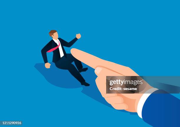 ilustrações de stock, clip art, desenhos animados e ícones de weak businessman blamed by huge finger - vingança