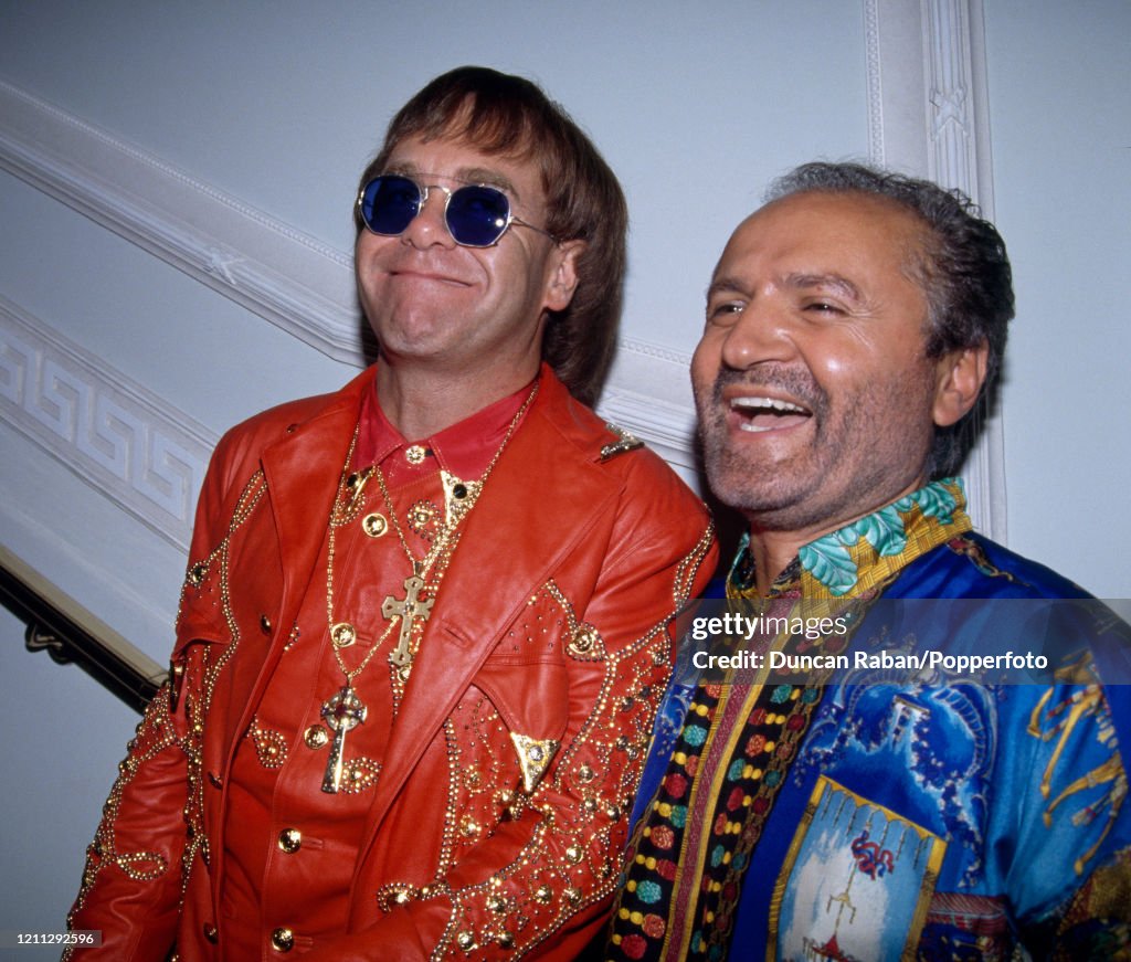 prince Mobilize Auto Elton John with Gianni Versace at the opening of the new Versace... News  Photo - Getty Images