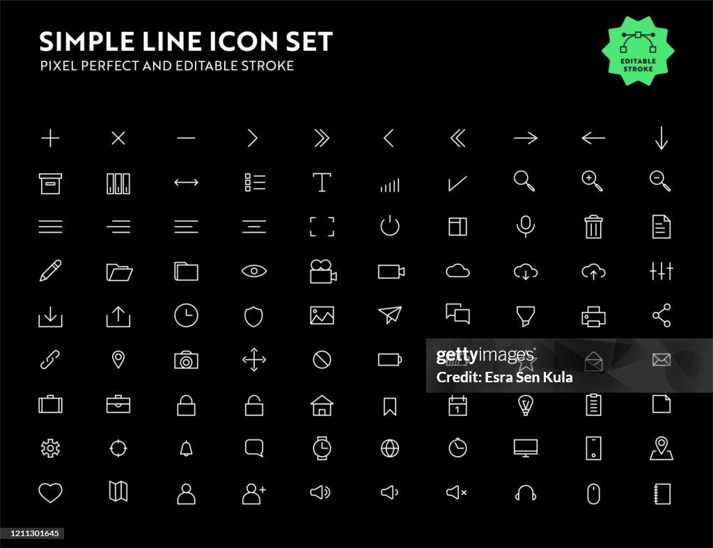 Einfache Linie Icon Set Pixel perfekt und editierbarstrich