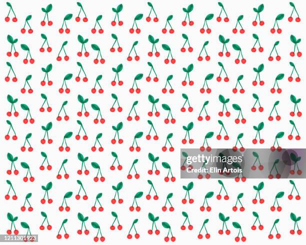 illustration of red cherries on stems on white background - cherry stock-grafiken, -clipart, -cartoons und -symbole