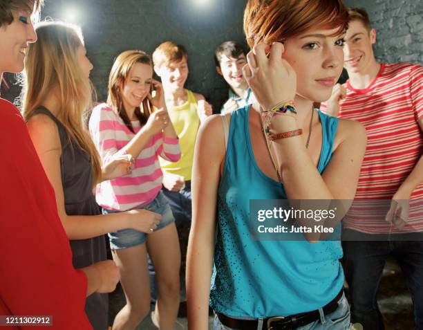 teenagers dancing at party - teenage girl club stock-fotos und bilder