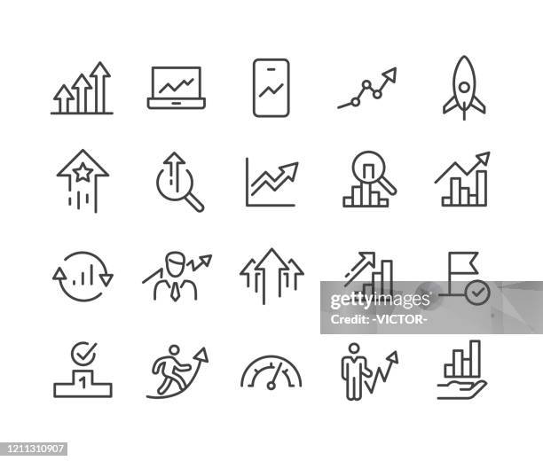 growth icons - classic line series - scrutiny stock illustrations