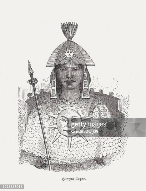 huayna cápac (c.1476-c.1527), 11th king of the incas, published 1888 - ecuadorian ethnicity stock illustrations