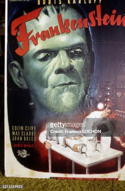 Affiche originale du film 'Frankenstein' de 1931 à Los Angeles en 1981, Etats-Unis.