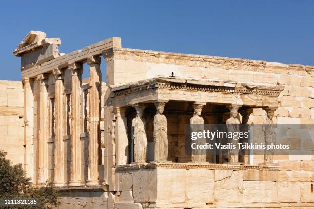 erechtheion and the caryatids - cariátide fotografías e imágenes de stock