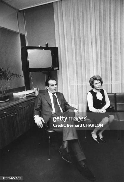Georges Marchais et sa femme Liliane en 1973, France.