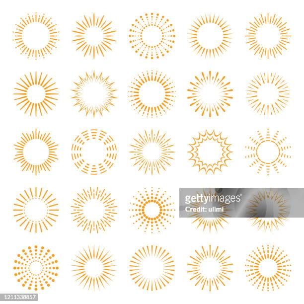 geometric sunburst set - sun stock illustrations