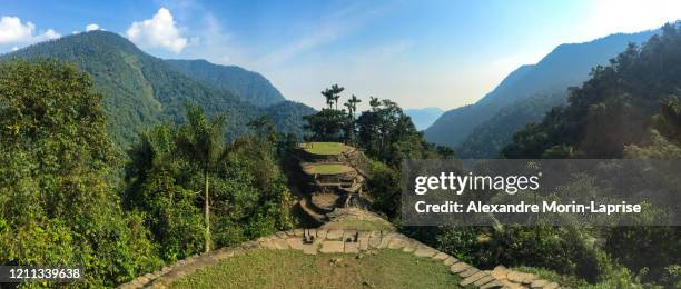 the famous and tourist tayrona park, the ciudad perdida (lost city) in magdalena / colombia, full of nature, vegetation, history and culture - santa marta colombia stock-fotos und bilder