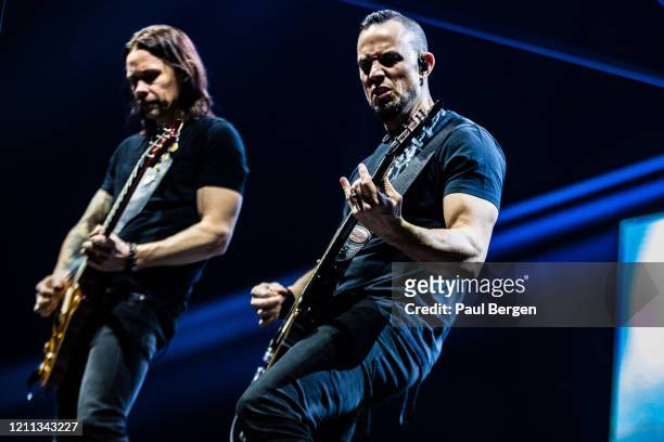 American rock band Alter Bridge, lead singer and guitarist Myles Kennedy and guitarist Mark Tremonti, perform at Afas Live, Amsterdam, Netherlands,...