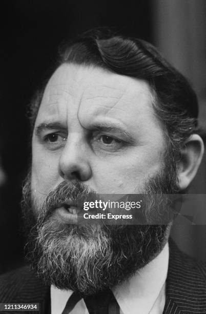 British envoy for the Church of England Terry Waite at a press conference following his negotiated release of four men from nine months detention in...