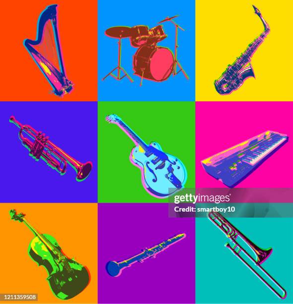 jazz musical instrument icons - posterized stock illustrations