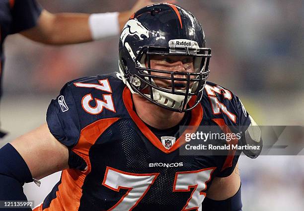 Chris Kuper of the Denver Broncos at Cowboys Stadium on August 11, 2011 in Arlington, Texas.