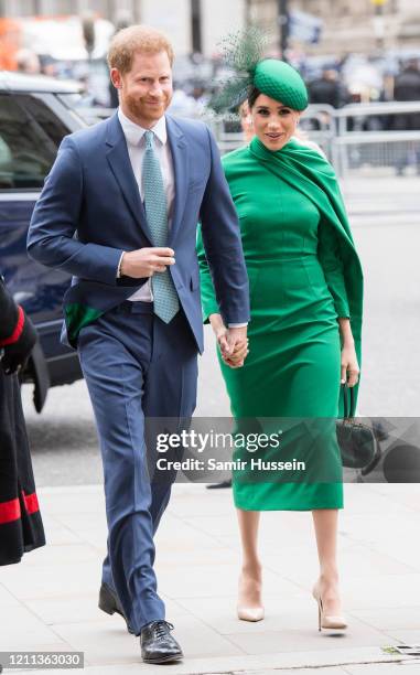 Prince Harry, Duhcess of Sussex and Meghan, Duchess of Sussex attends the Commonwealth Day Service 2020 on March 09, 2020 in London, England.