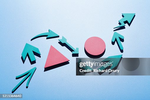 Undulating Arrows A Group Of Arrows Moving Up And Around Obstacles High-Res Stock Photo ...