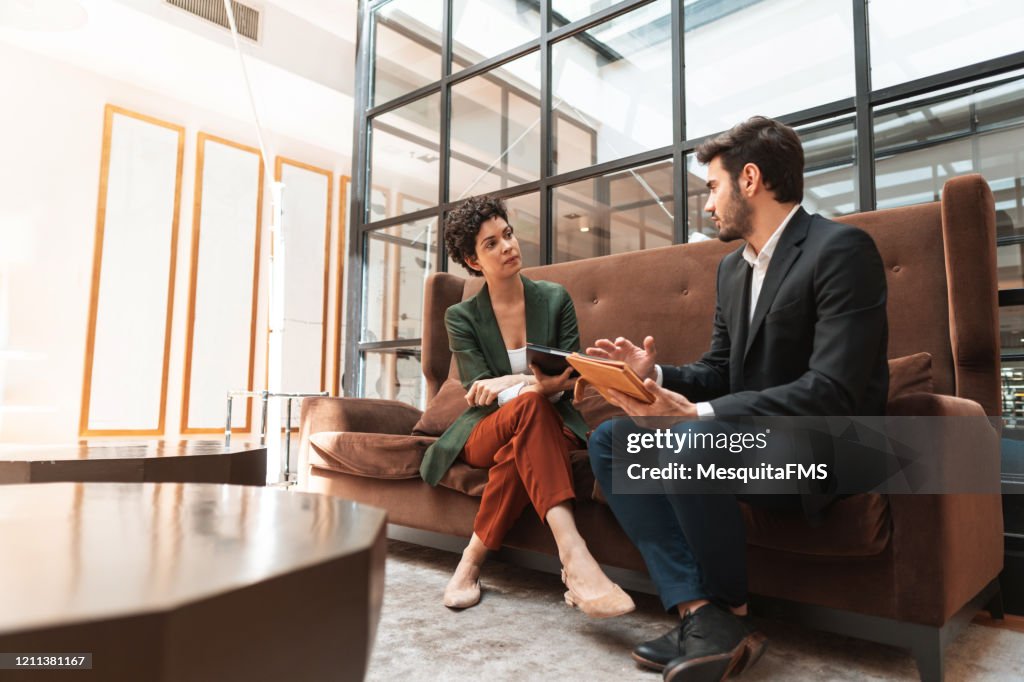 Businessman consulting legal expert
