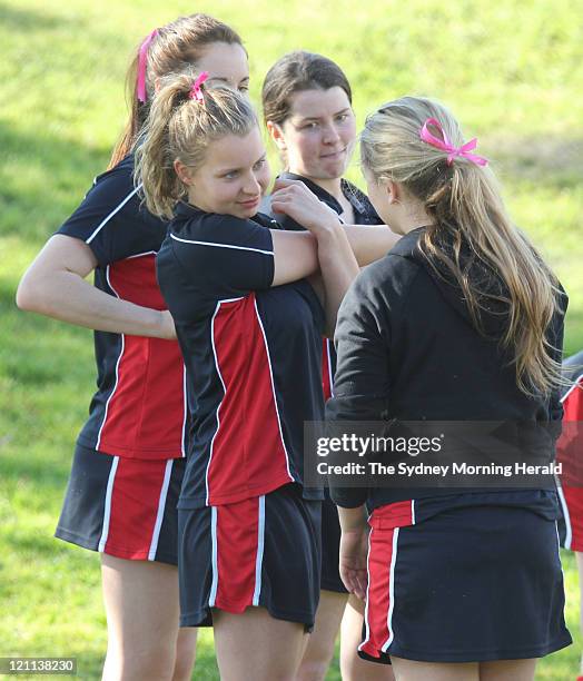 Schoolgirl Madeleine Pulver plays hockey for Wenona School for Girls in the week following her fake bomb ordeal, on August 6, 2011 in Sydney,...