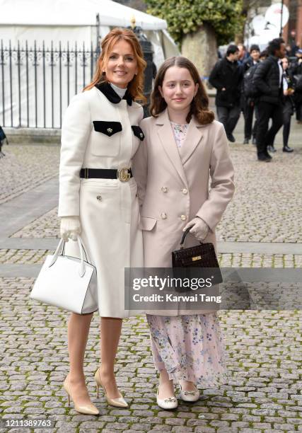 Geri Horner and daughter Bluebell Halliwell attend the Commonwealth Day Service 2020 at Westminster Abbey on March 09, 2020 in London, England.