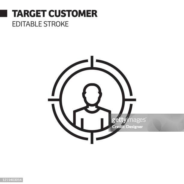 target customer line icon, outline vector symbol illustration. pixel perfect, editable stroke. - precision abstract stock illustrations